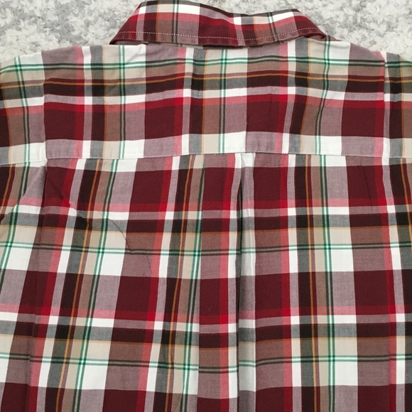 Patagonia Organic Cotton Red White Green Plaid Button Down Shirt Men's Size M - Picture 7 of 11